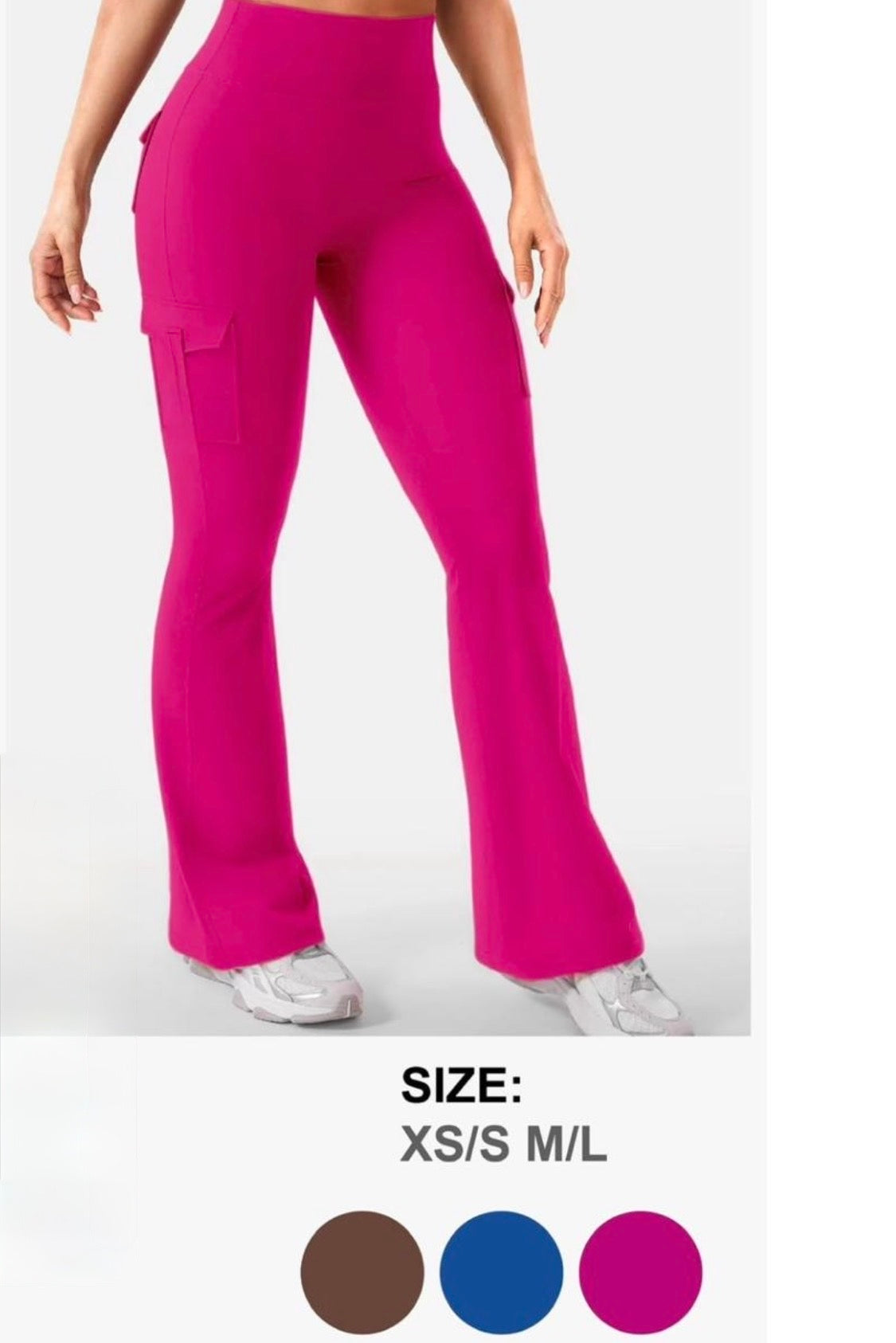 Leggin cargo de frente, color fucsia