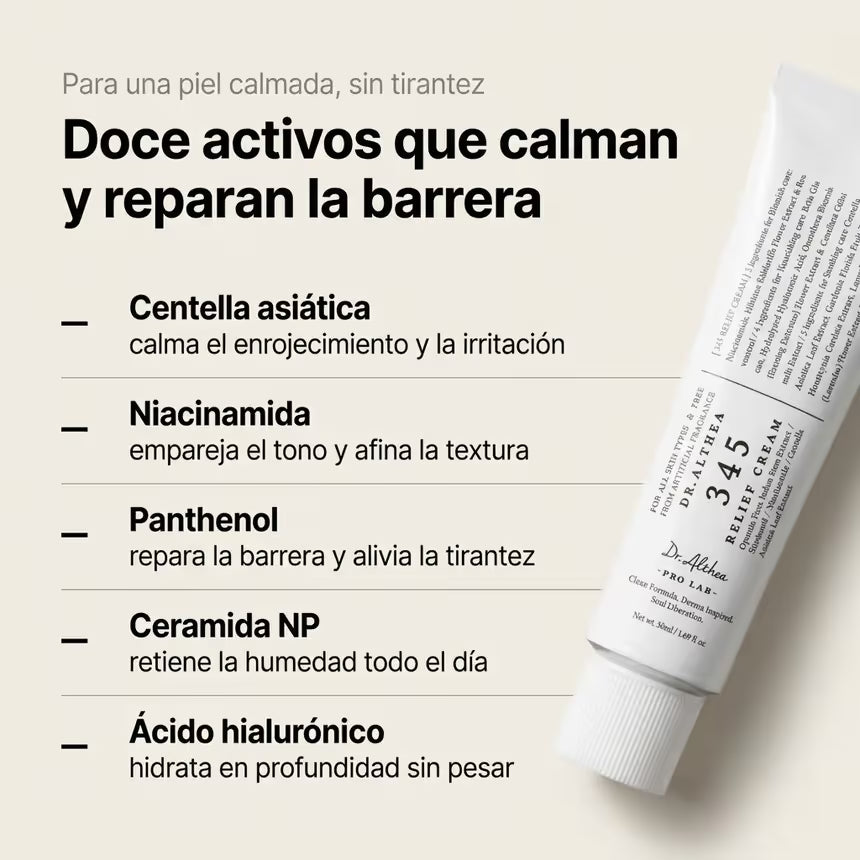 Los cinco activos: centella asiática, niacinamida, pantenol, ceramida y ácido hialurónico