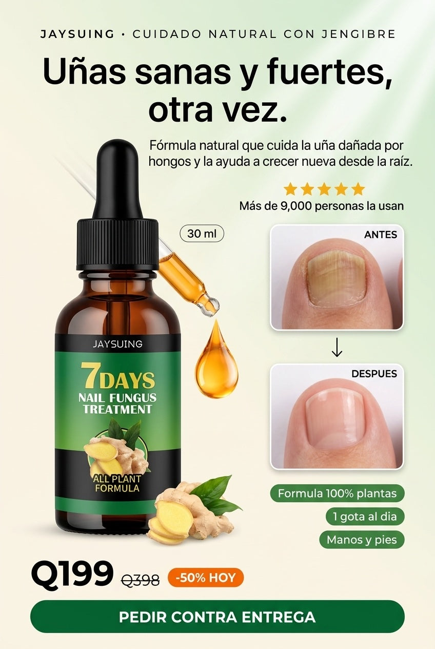 7 Days Nail Fungus · cuidado natural para uñas con hongos, 1 gota al día