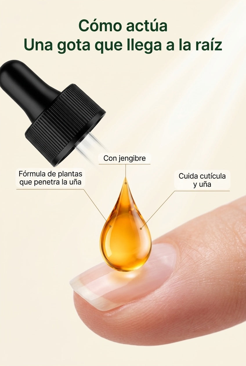 Una gota de fórmula natural que llega a la raíz de la uña