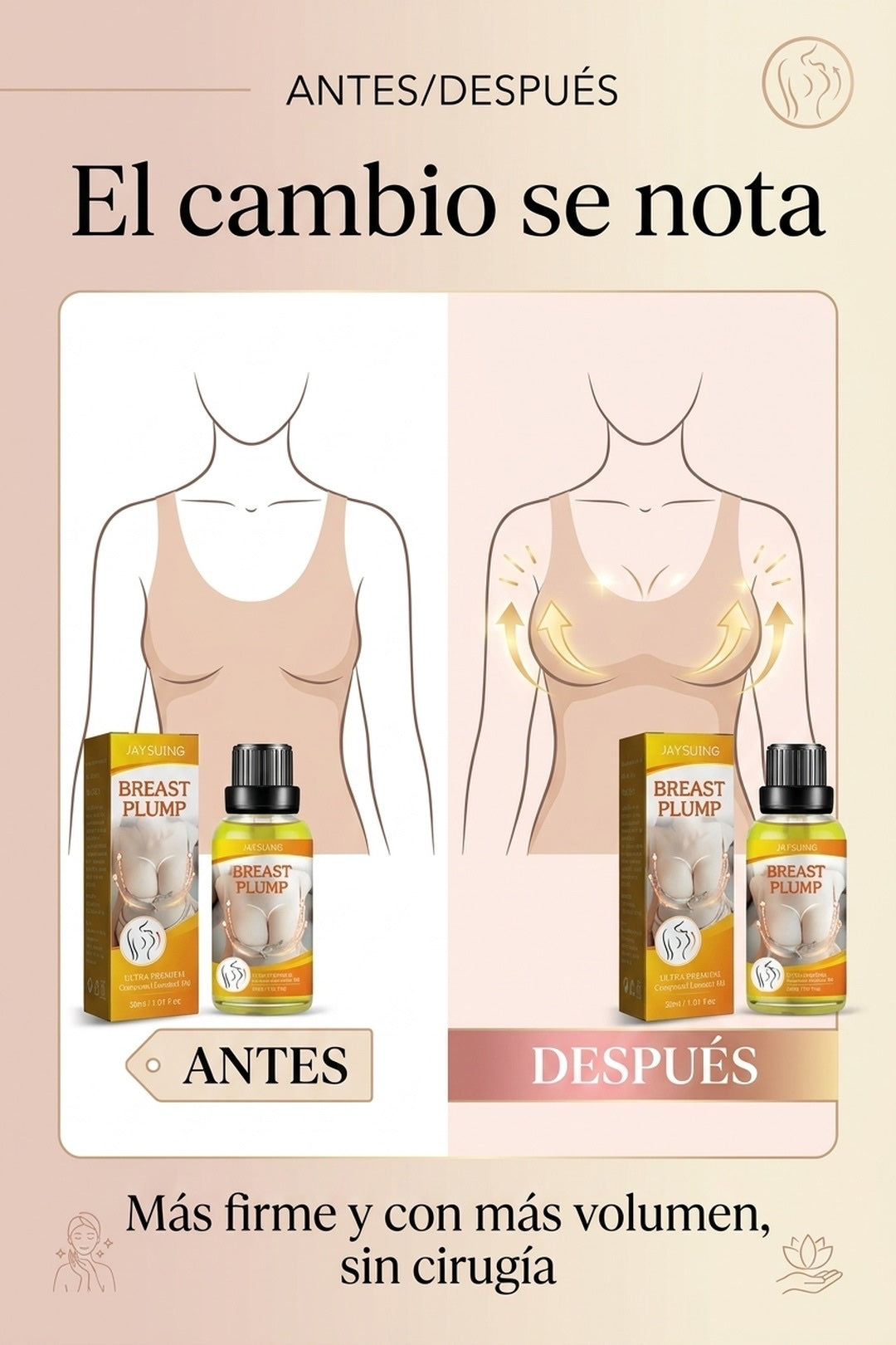 Antes y despues: busto mas firme y con mas volumen con Curve