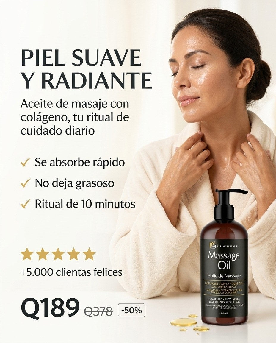 Aceite Reafirmante M3 Naturals · piel suave y radiante
