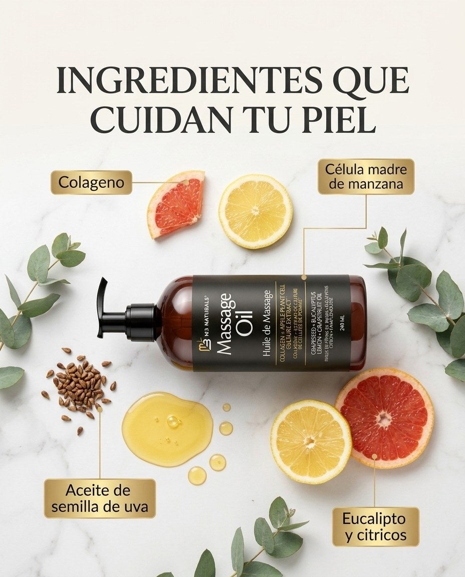 Ingredientes: colágeno, célula madre de manzana, semilla de uva, eucalipto y cítricos