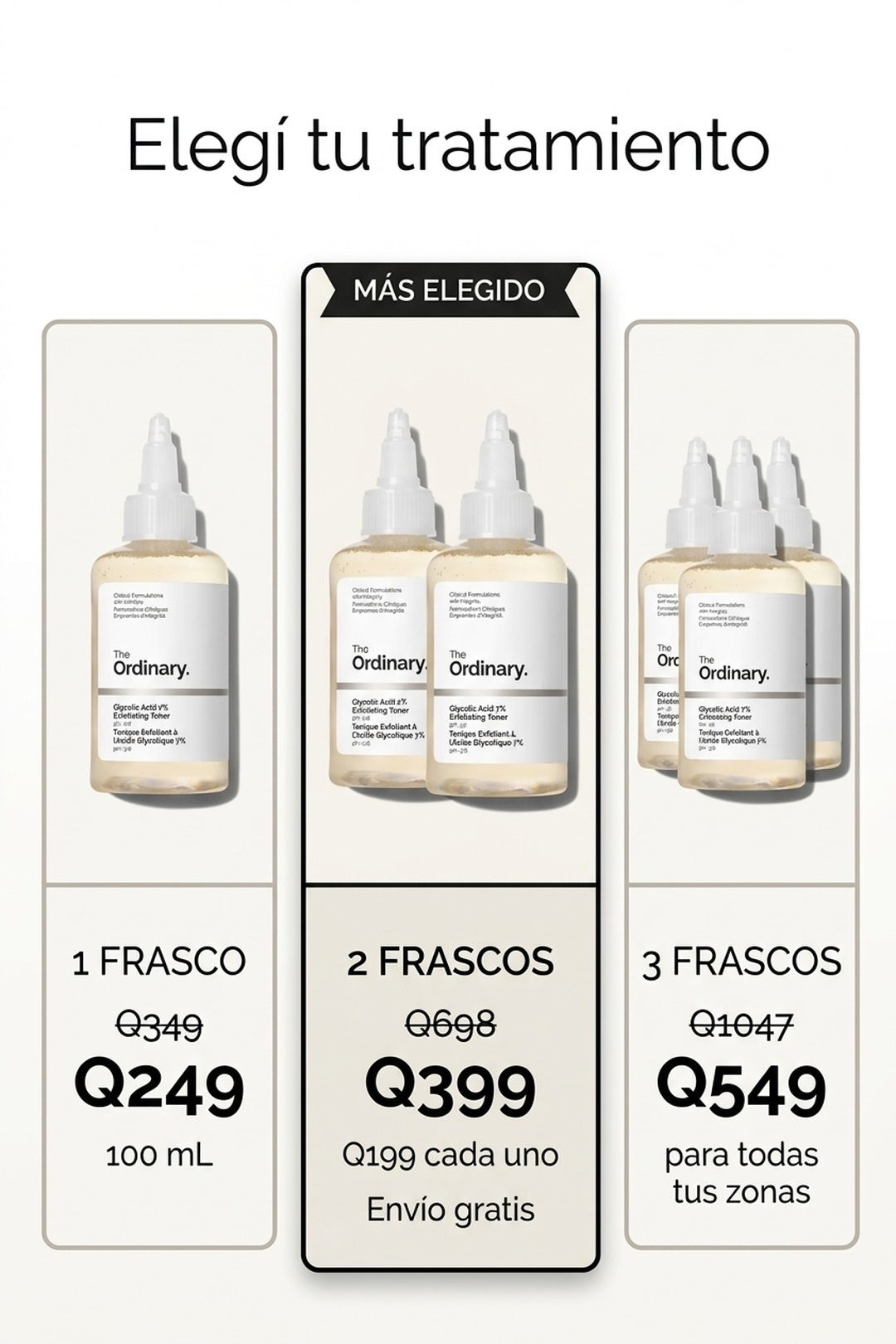 Oferta Ácido Glicólico · 1, 2 o 3 frascos, pago contra entrega