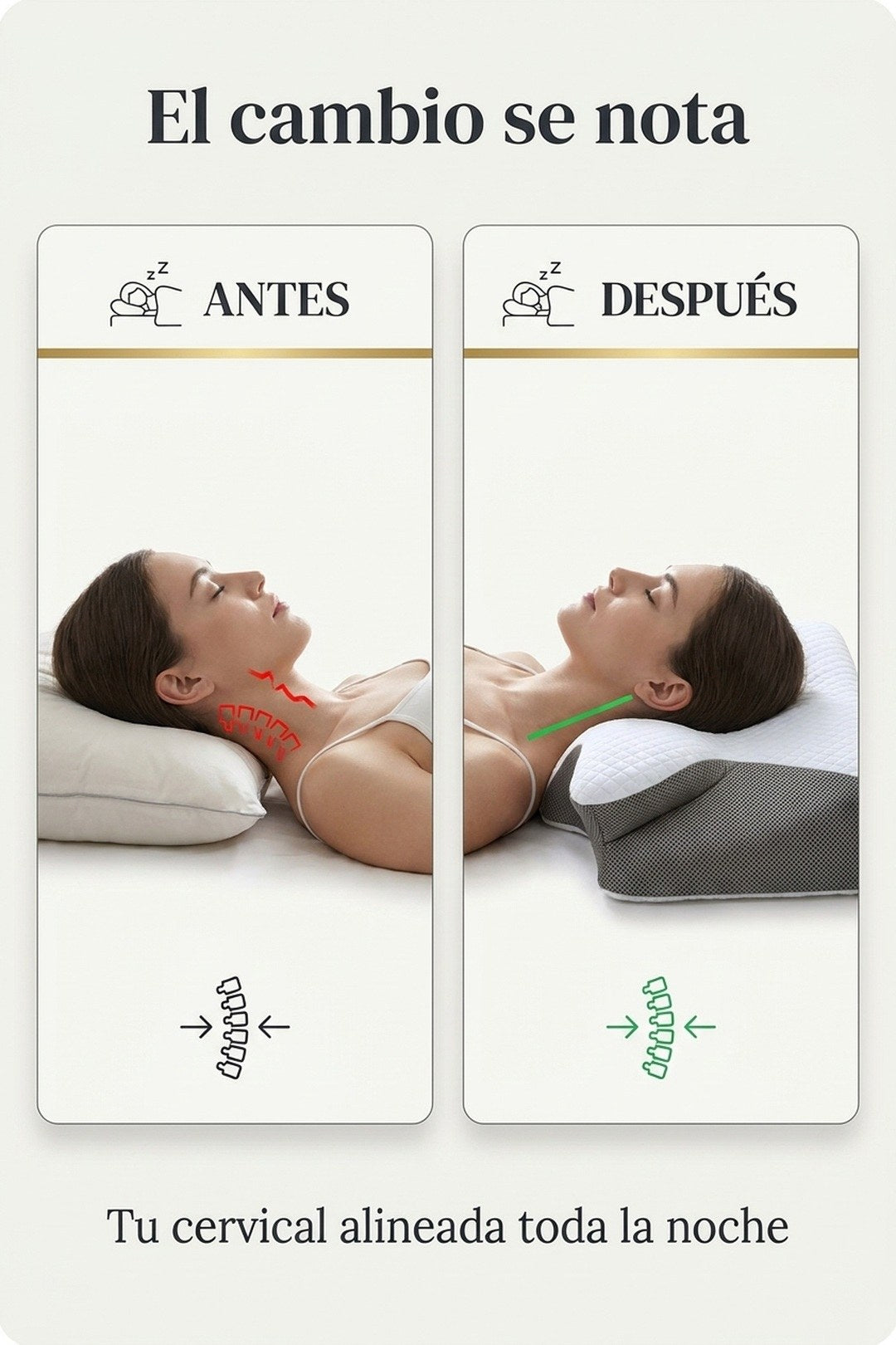 Antes y después: tu cervical alineada toda la noche