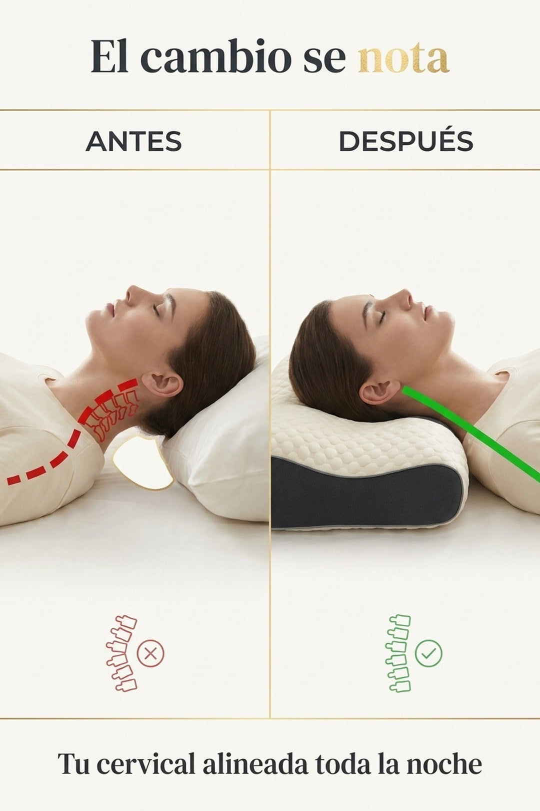 Antes y después: tu cervical alineada toda la noche