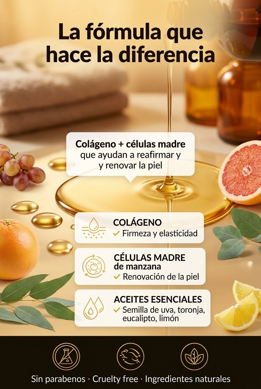 Fórmula con colágeno, células madre y aceites esenciales