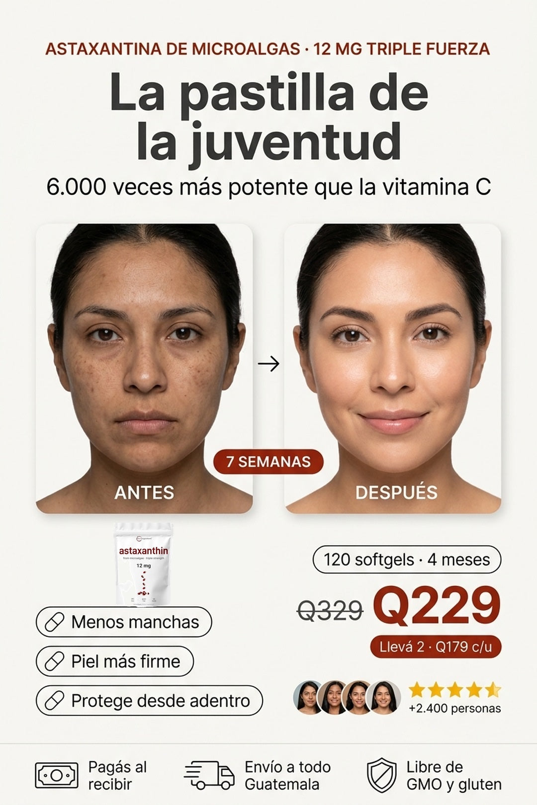 Astaxanthin · la pastilla de la juventud, piel radiante en 7 semanas