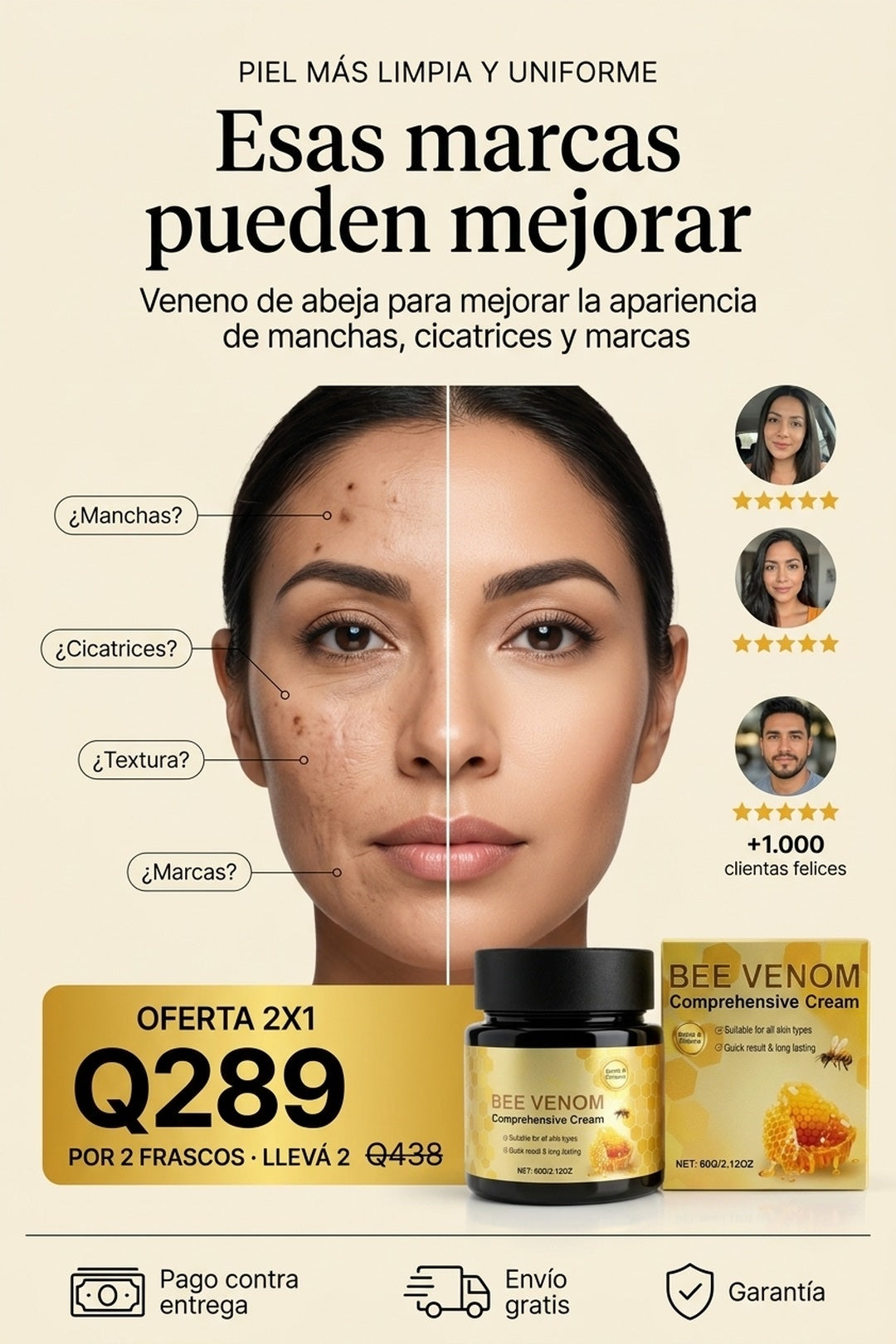 Bee Venom: crema de veneno de abeja para la apariencia de manchas, cicatrices y marcas