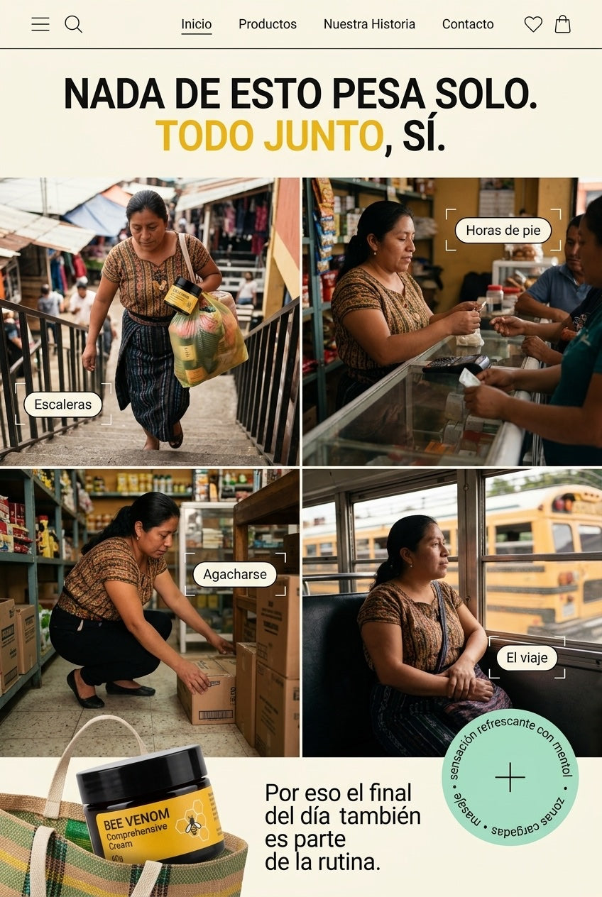 Escaleras, horas de pie y bolsas del mercado: el dia se junta en el cuerpo