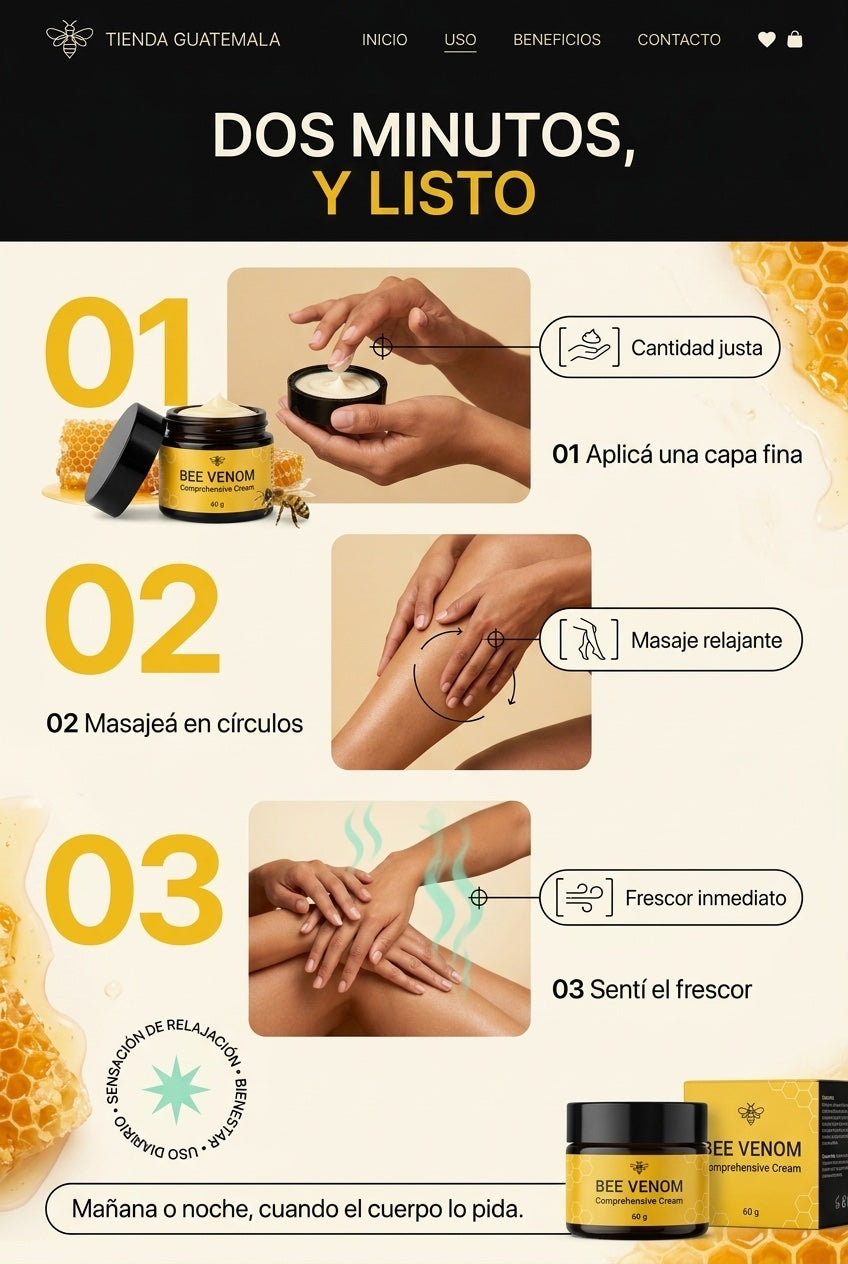 Modo de uso: aplica una capa fina, masajea en circulos y senti el frescor