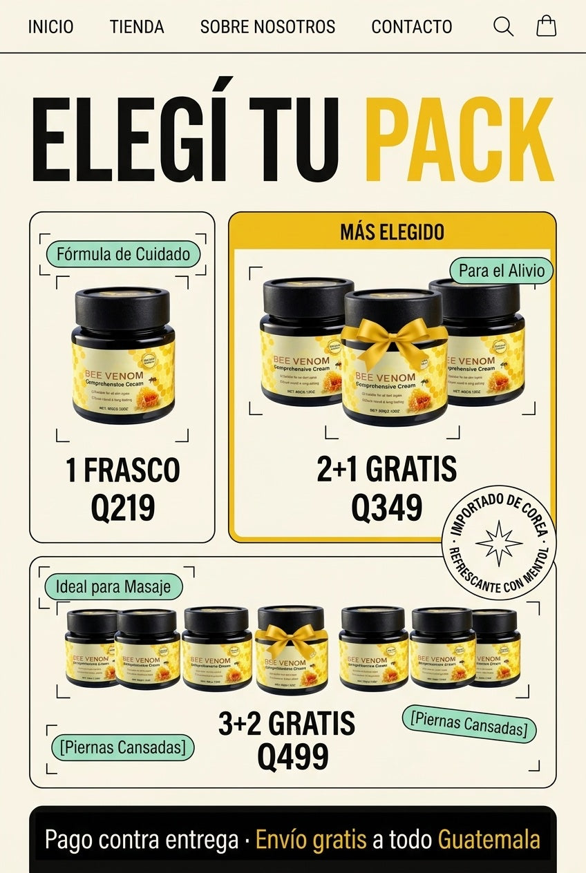 Oferta Bee Venom: 1 frasco, 2+1 gratis o 3+2 gratis