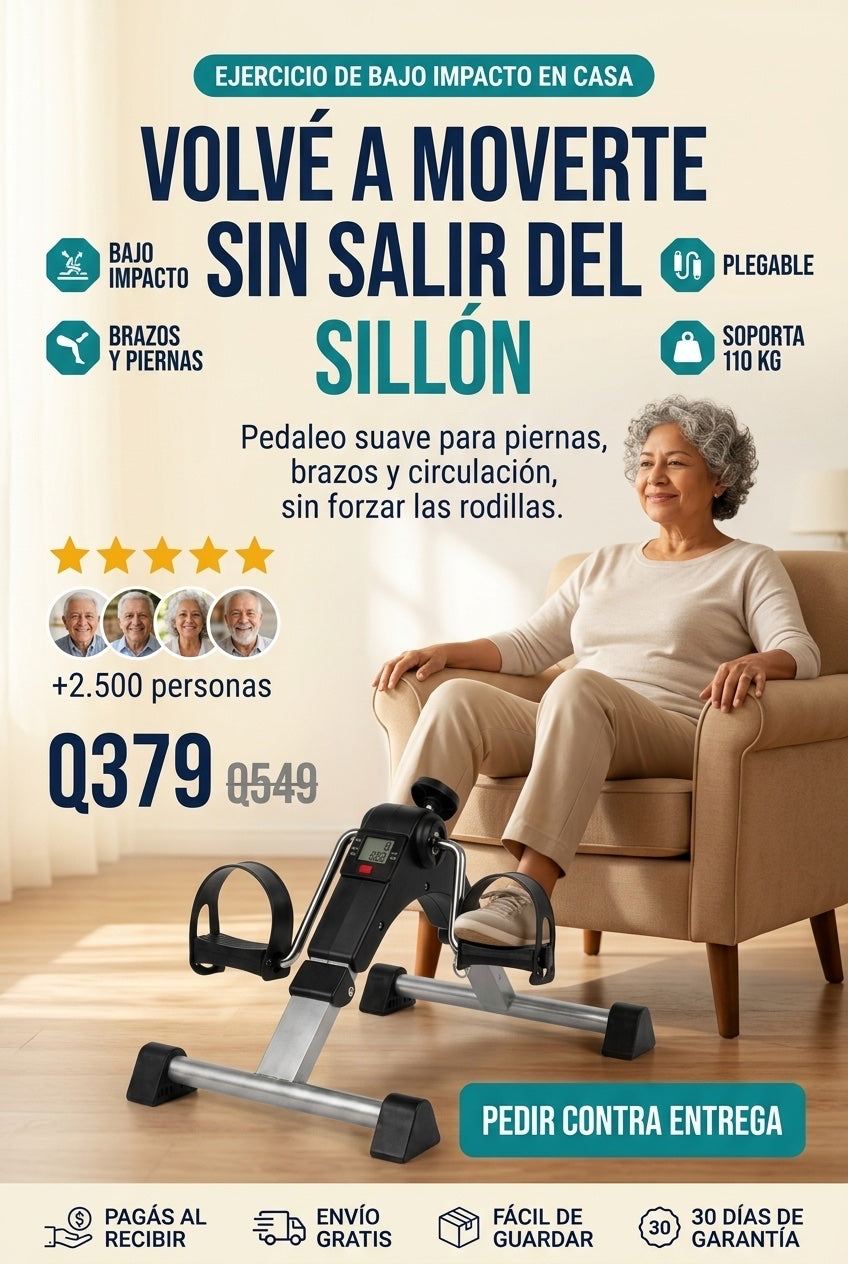 Bicicleta Estática · ejercicio de bajo impacto sin salir del sillón