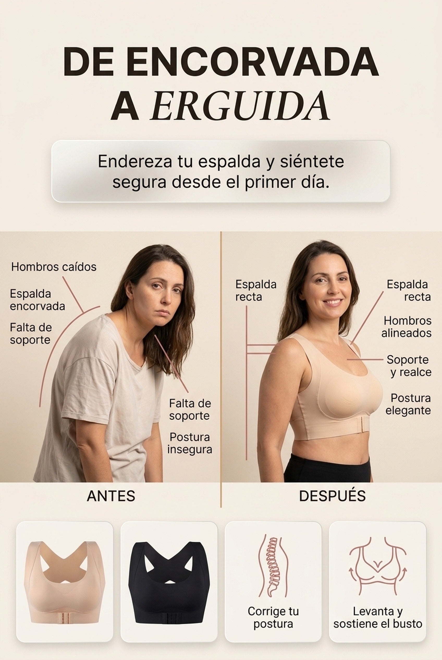 De encorvada a erguida