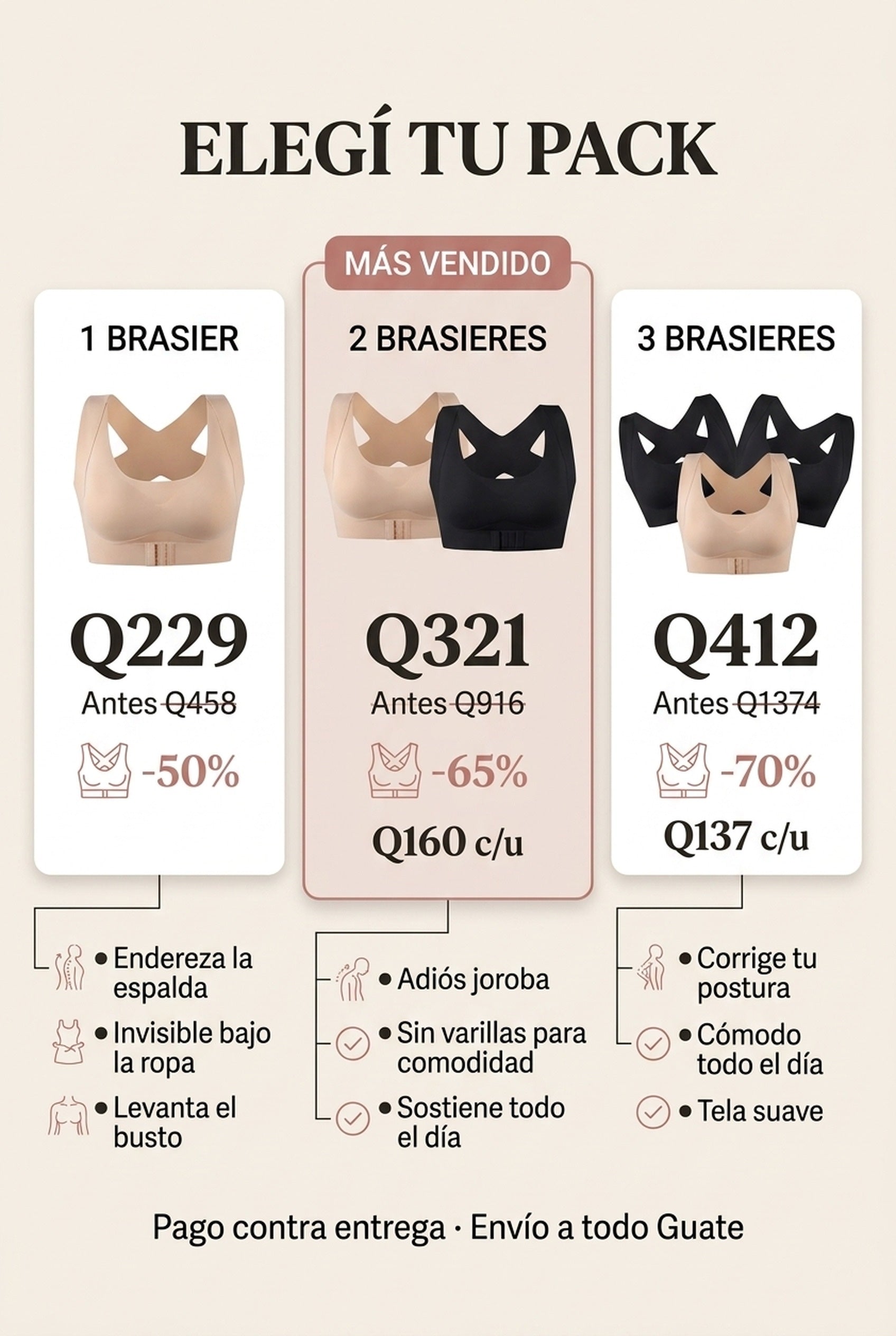 Oferta Brasier Corrector: 1, 2 o 3 con descuento · pago contra entrega