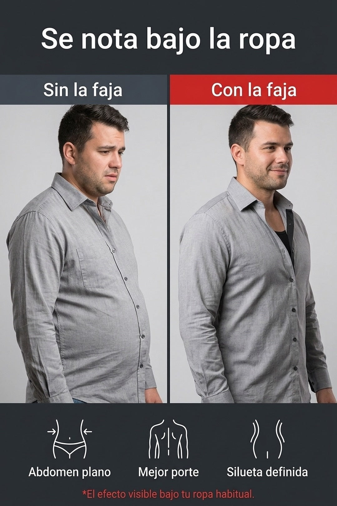 Antes y después: de panza a torso plano en cuanto te la ponés