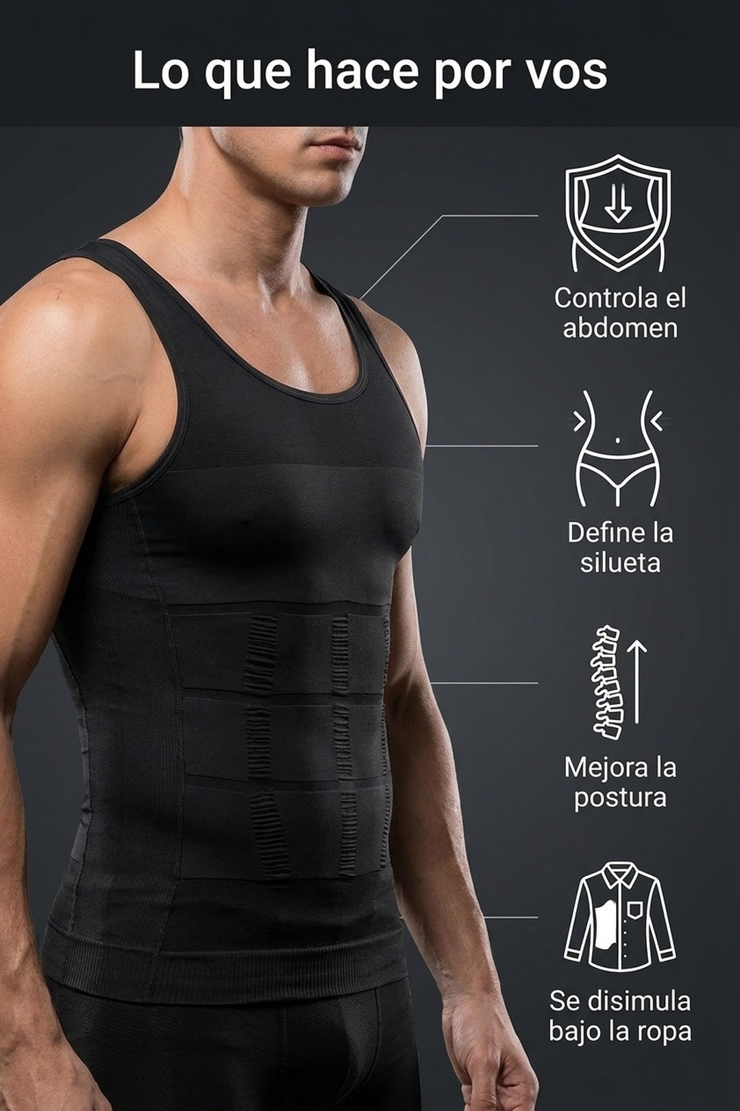 Controla el abdomen, define la silueta, mejora la postura y disimula bajo la camisa