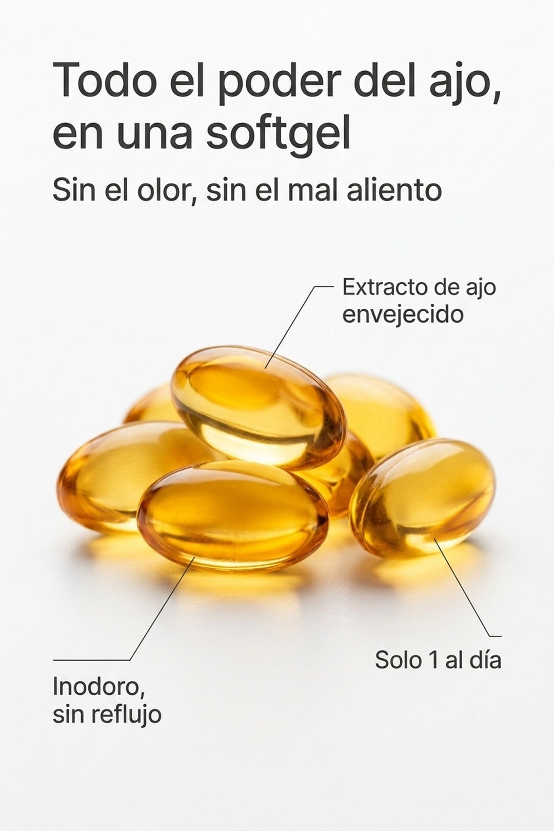 Todo el poder del ajo en una softgel, sin el olor