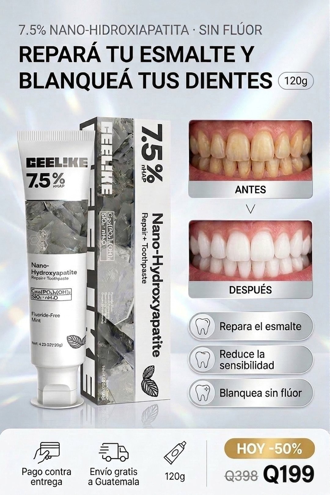 CEELIKE pasta nano-hidroxiapatita: repara el esmalte y blanquea, sin flúor