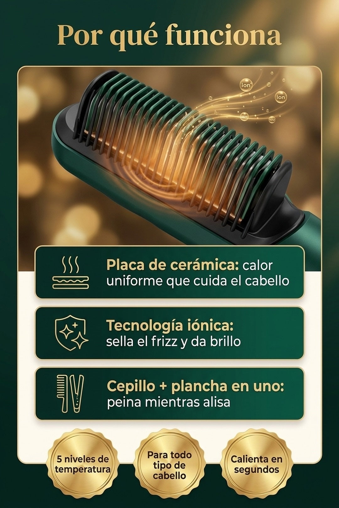 Por que funciona: placa de ceramica y tecnologia ionica que cuidan el cabello