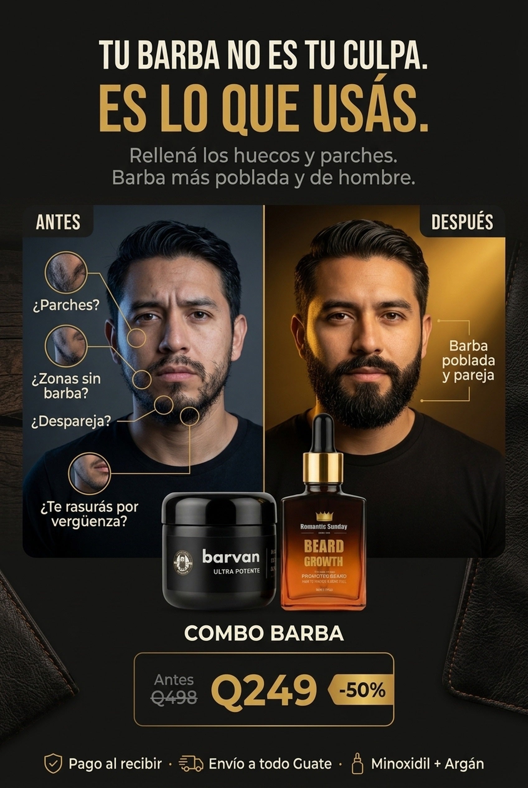 Combo Barba · bálsamo + aceite para barba más poblada