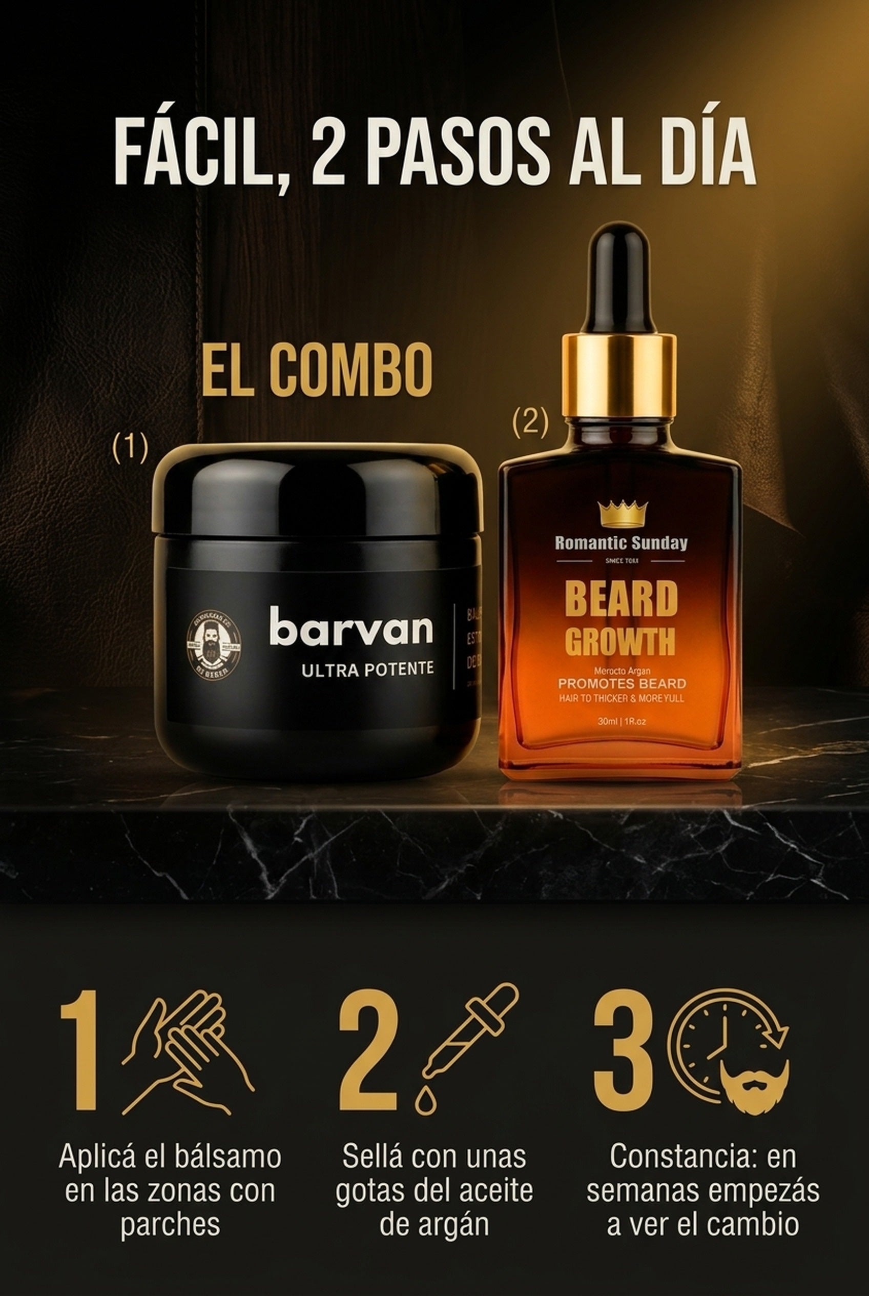 Modo de uso del Combo Barba en 2 pasos