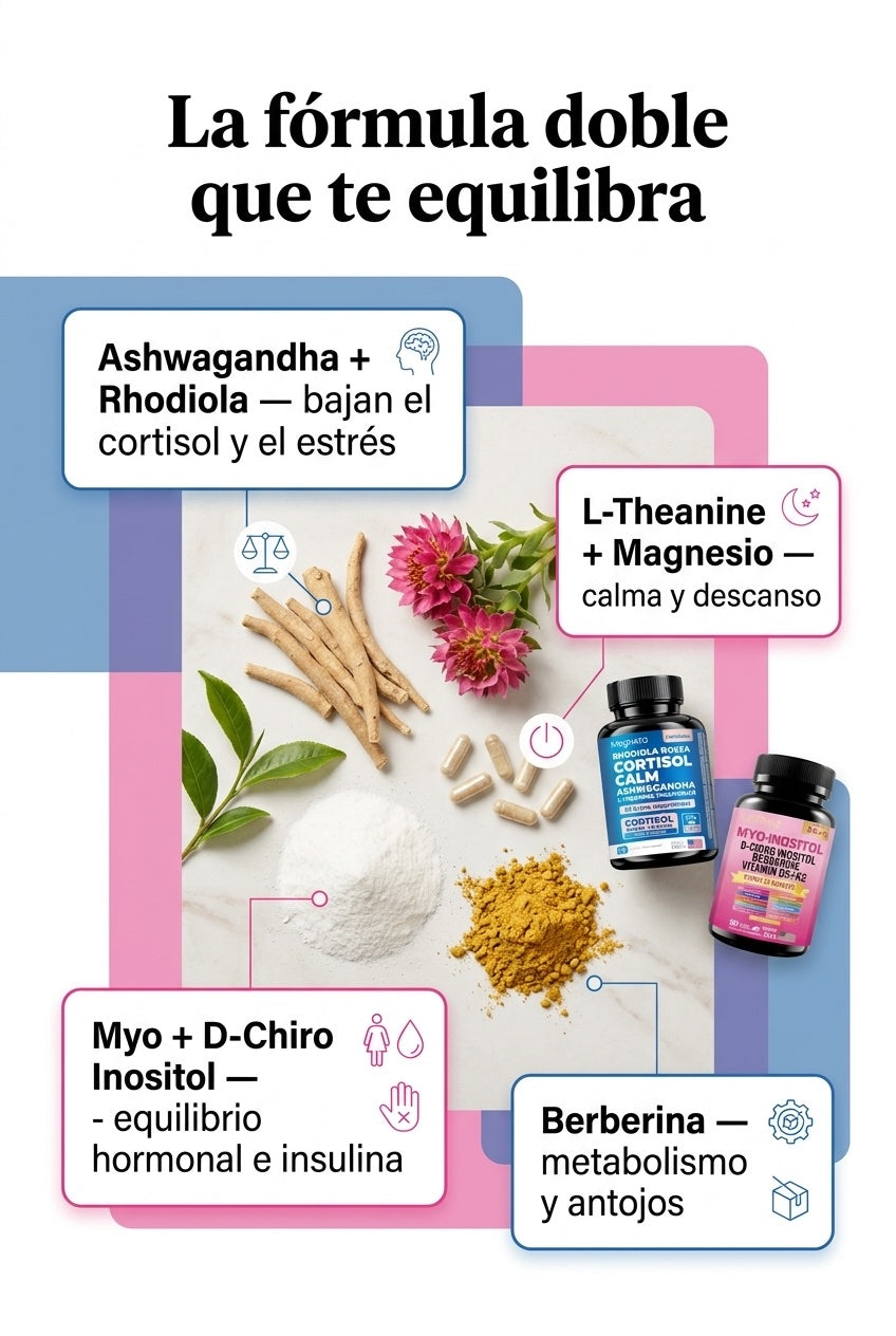 Ashwagandha, rhodiola, inositol y berberina