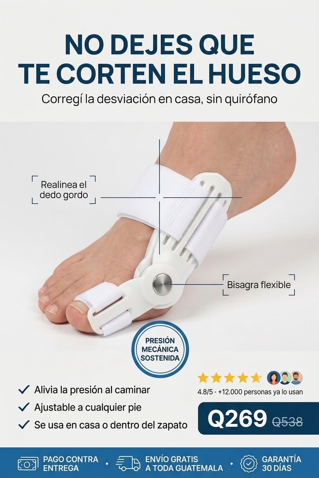 Corrector de juanetes: corregí la desviación del dedo gordo en casa, sin quirófano