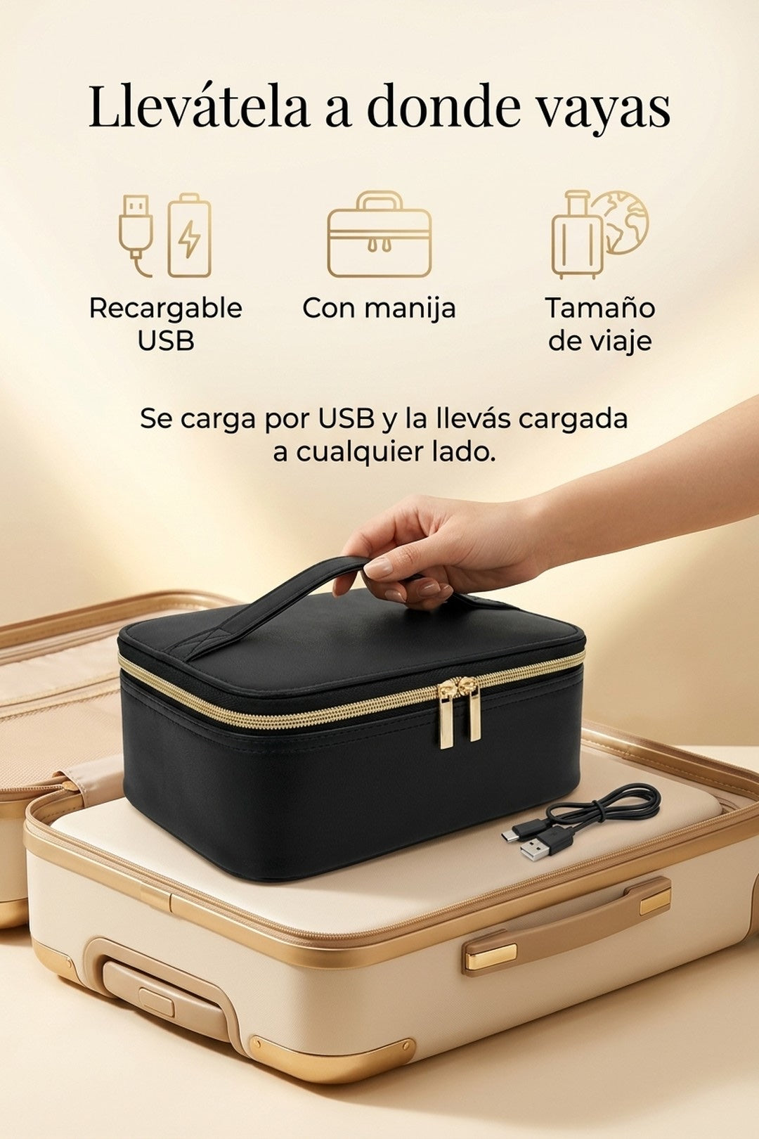 Portátil y recargable por USB: llevátela a donde vayas