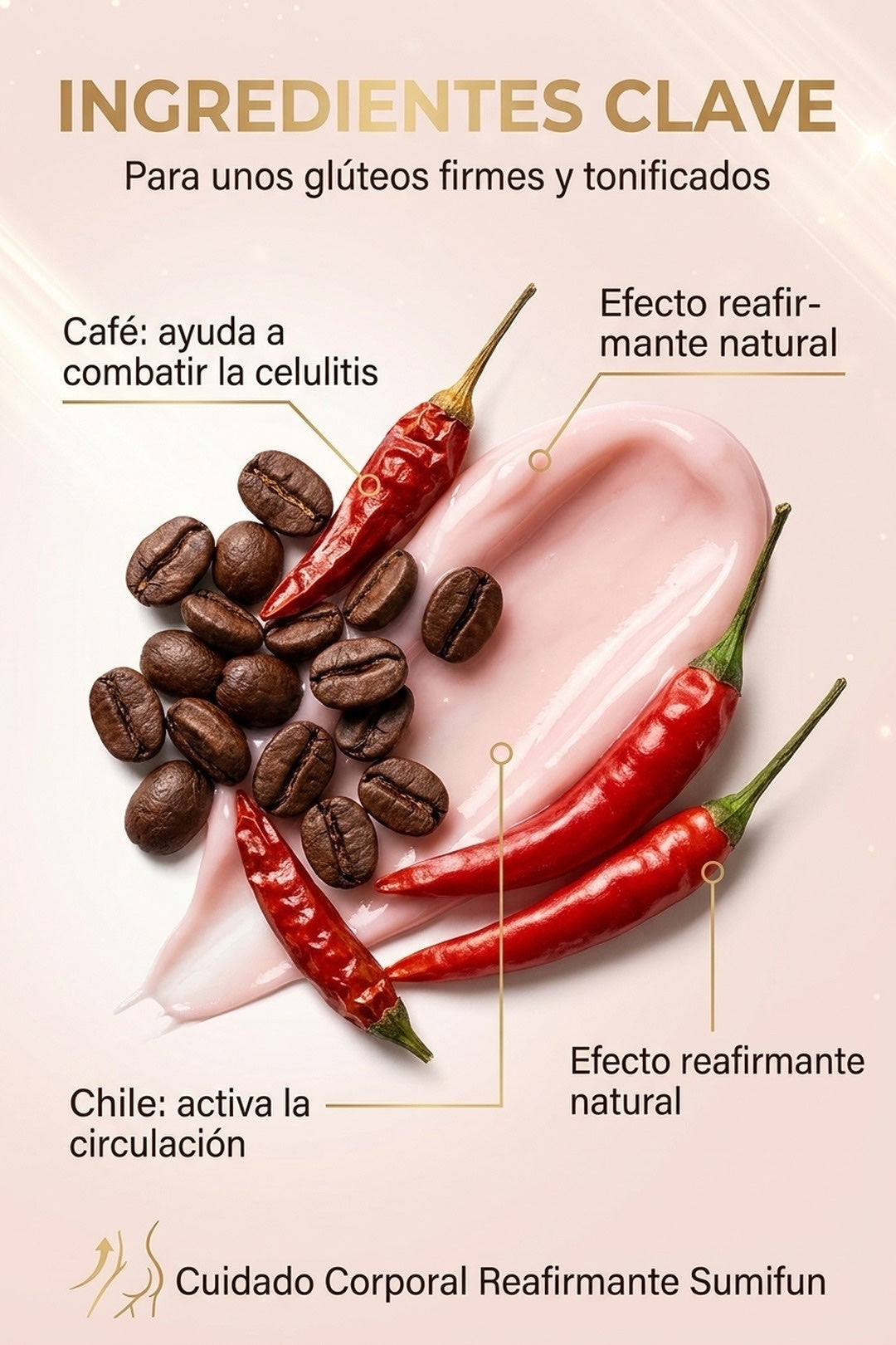 Ingredientes: café que ayuda a combatir la celulitis y chile que activa la circulación