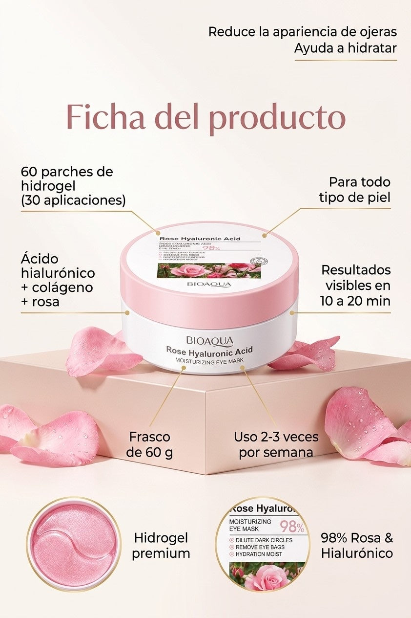 Ficha: 60 parches de hidrogel, frasco de 60 g, para todo tipo de piel