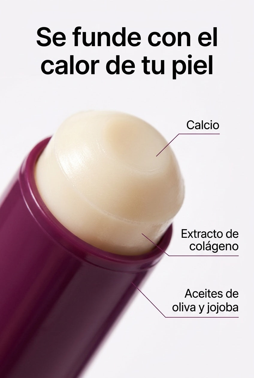El bálsamo de calcio y colágeno se funde con el calor de la piel