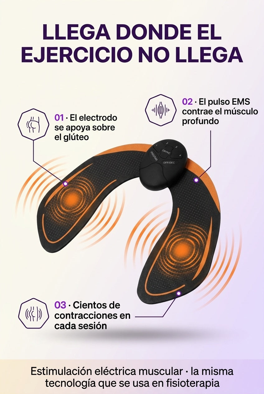 Cómo funciona: el pulso EMS contrae el músculo profundo del glúteo
