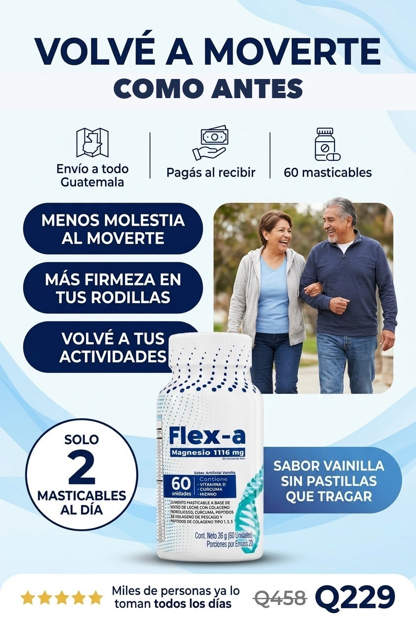 Flex-a · Magnesio 1116 mg + colágeno I, II y III · para volver a moverte