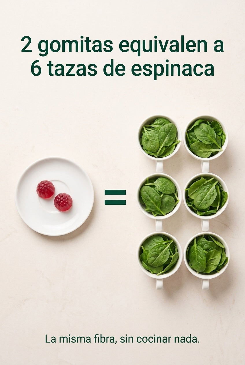 2 gomitas equivalen a 6 tazas de espinaca
