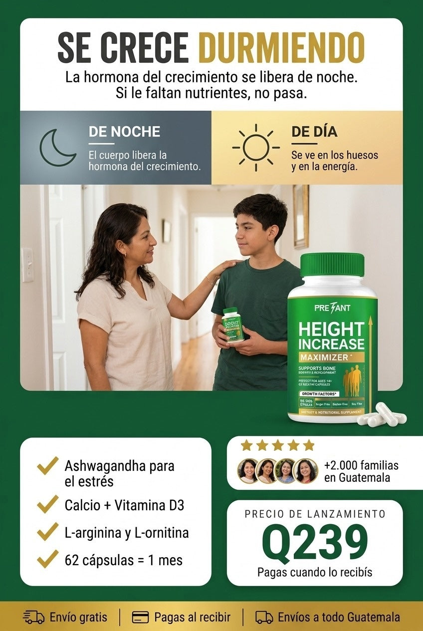 HEIGHT INCREASE · cápsulas para el crecimiento en adolescentes