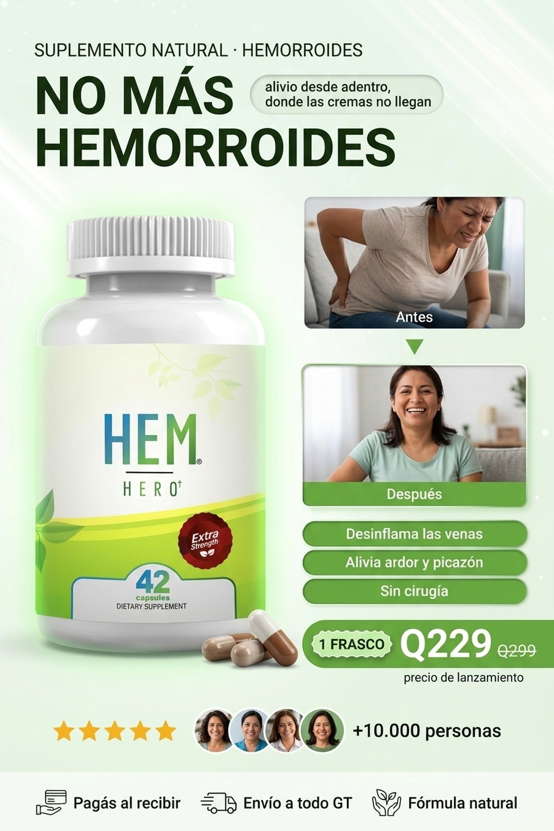 HEM HERO · suplemento natural en cápsulas para las hemorroides
