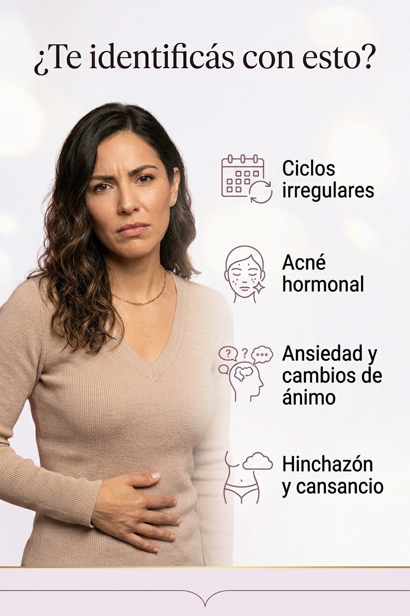 ¿Ciclos irregulares, acné hormonal, ansiedad o hinchazón?