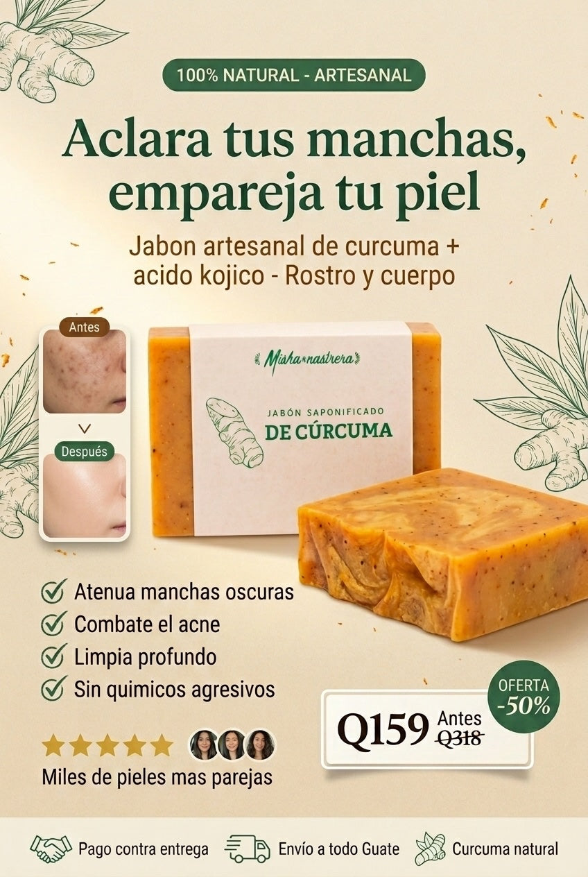 Jabón de Cúrcuma · aclara tus manchas y empareja tu piel