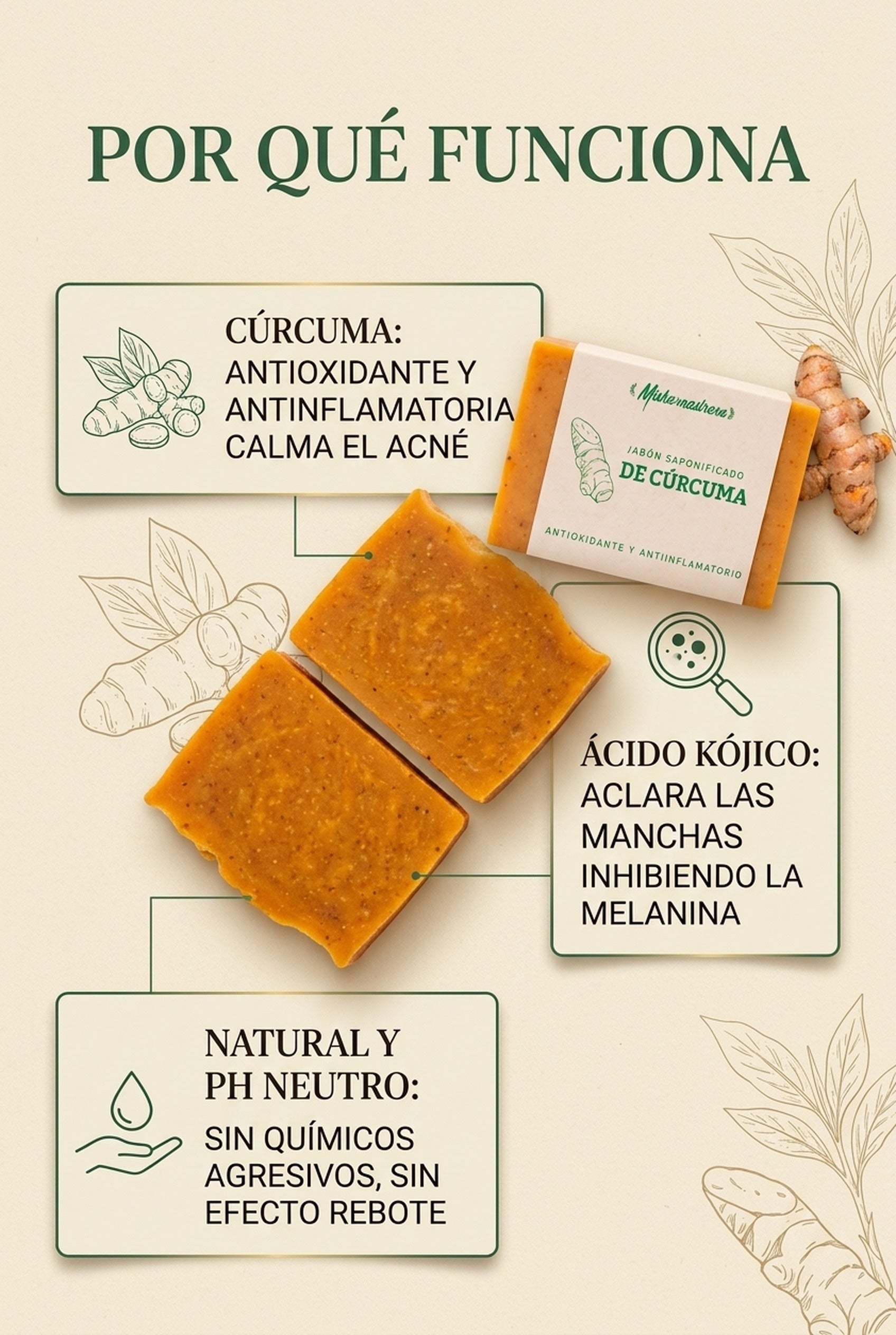 Por qué funciona: cúrcuma + ácido kójico