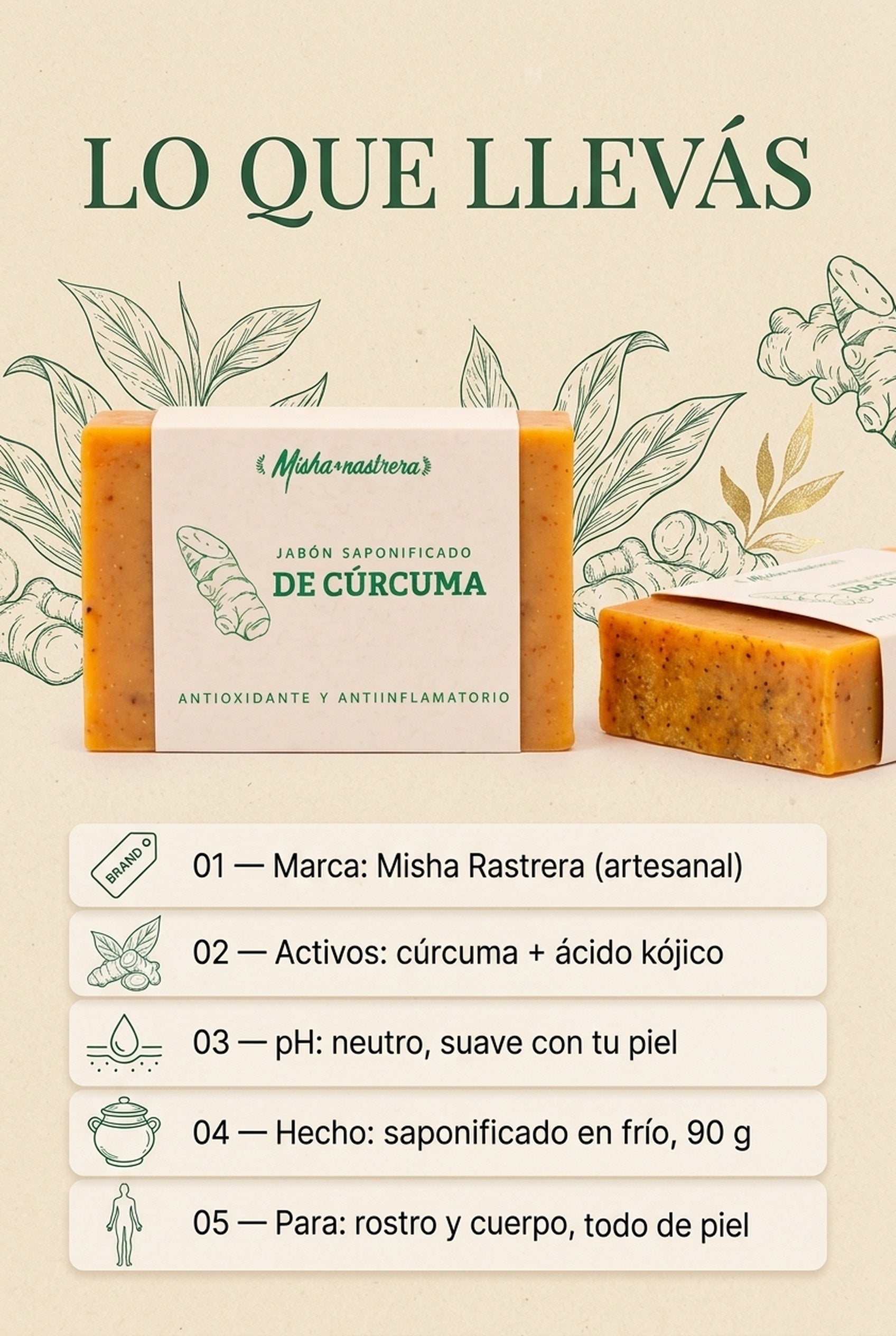 Ficha · cúrcuma + ácido kójico, pH neutro, 90 g