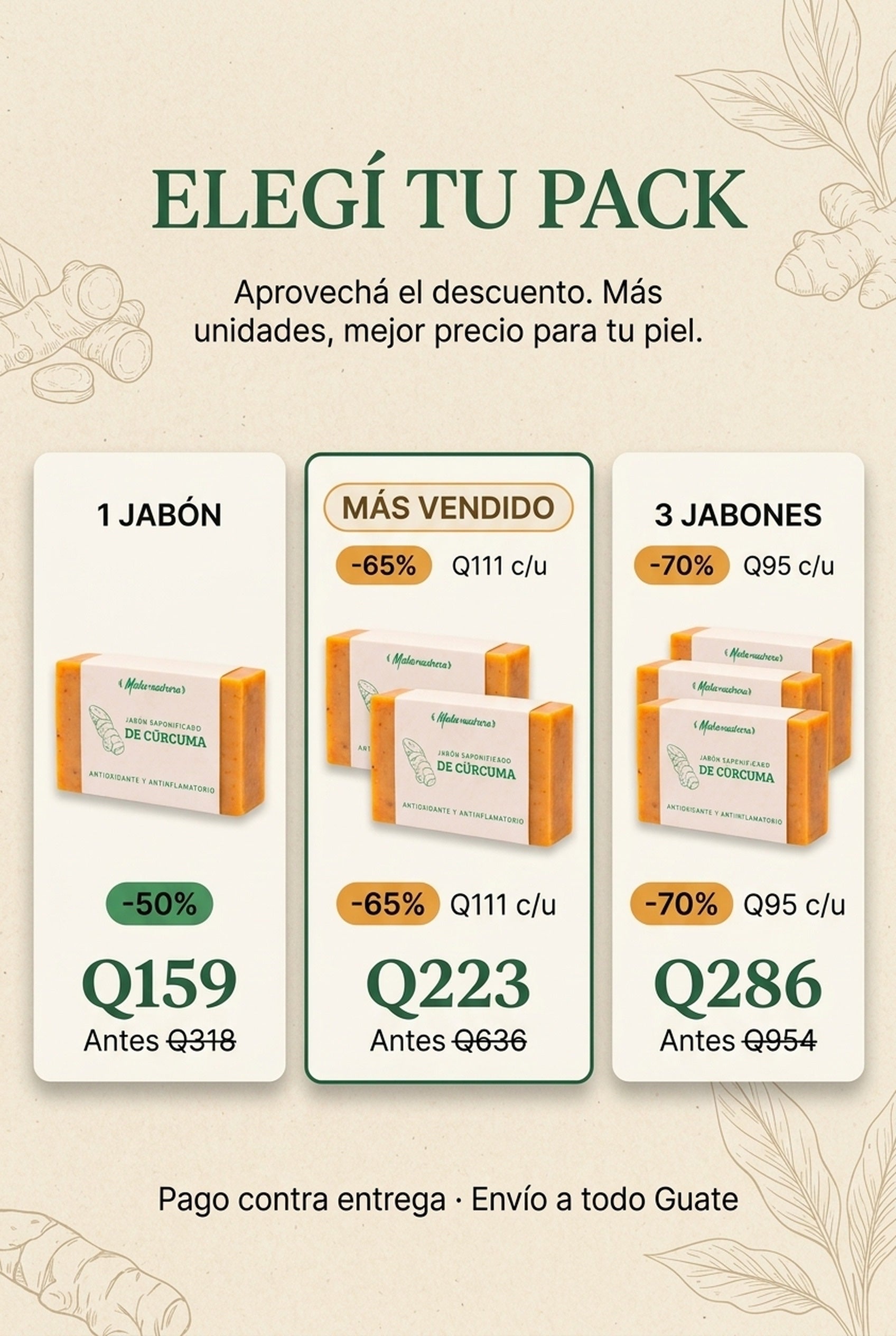 Oferta Jabón de Cúrcuma -50% · pago contra entrega
