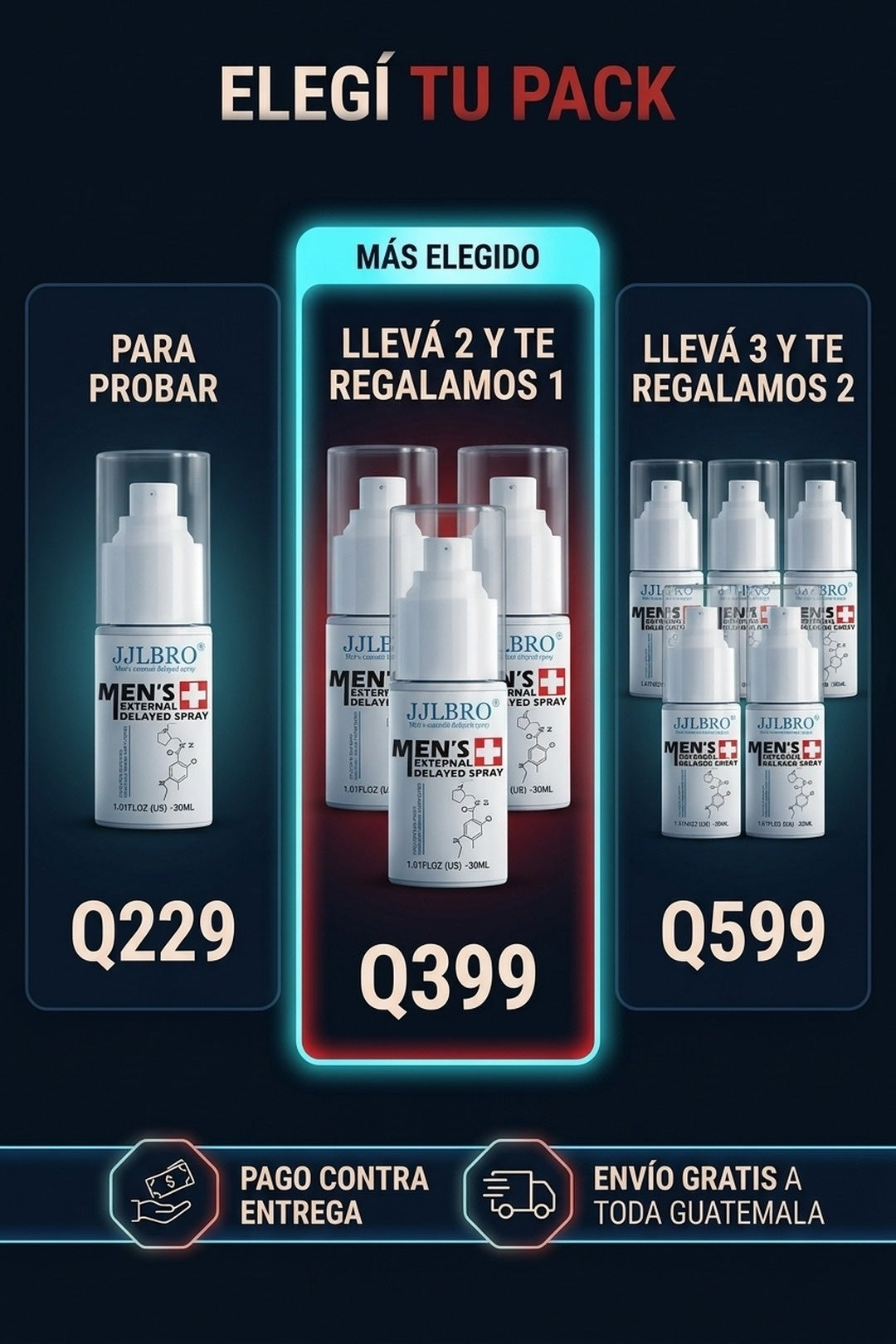 Oferta JJLBRO: 1 frasco, 2+1 gratis o 3+2 gratis, pago contra entrega