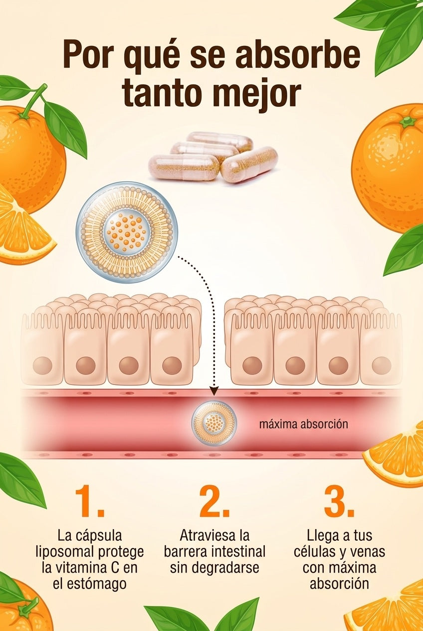 Por qué la vitamina C liposomal se absorbe tanto mejor