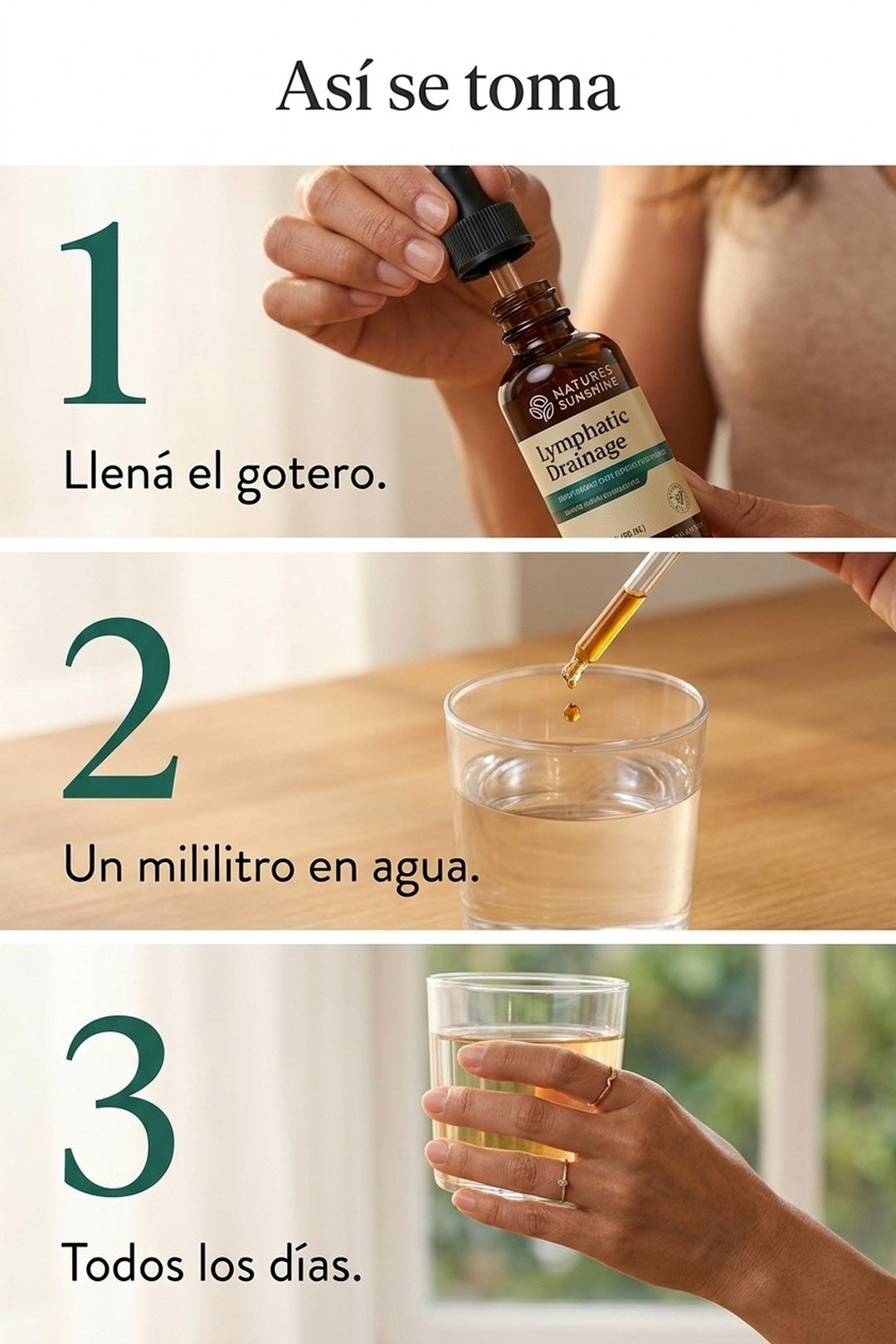Así se toma: 1 ml al día en un vaso de agua