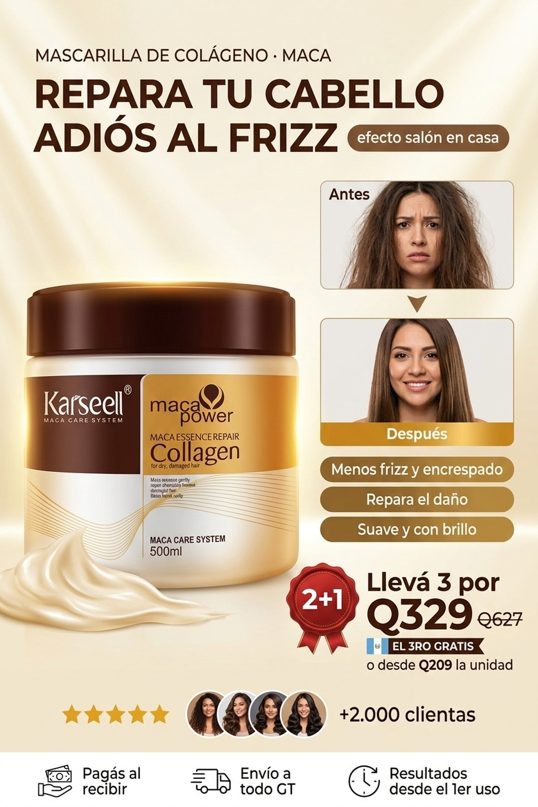 Karseell Collagen · mascarilla de colágeno que repara y elimina el frizz
