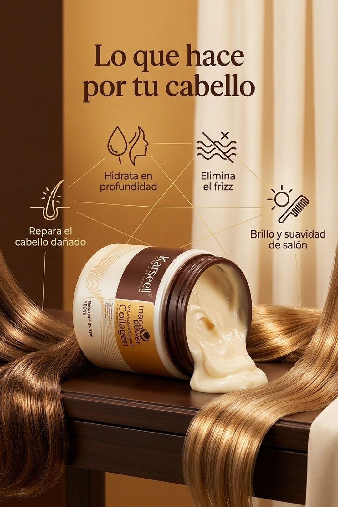 Repara el daño, hidrata, elimina el frizz y da brillo de salón