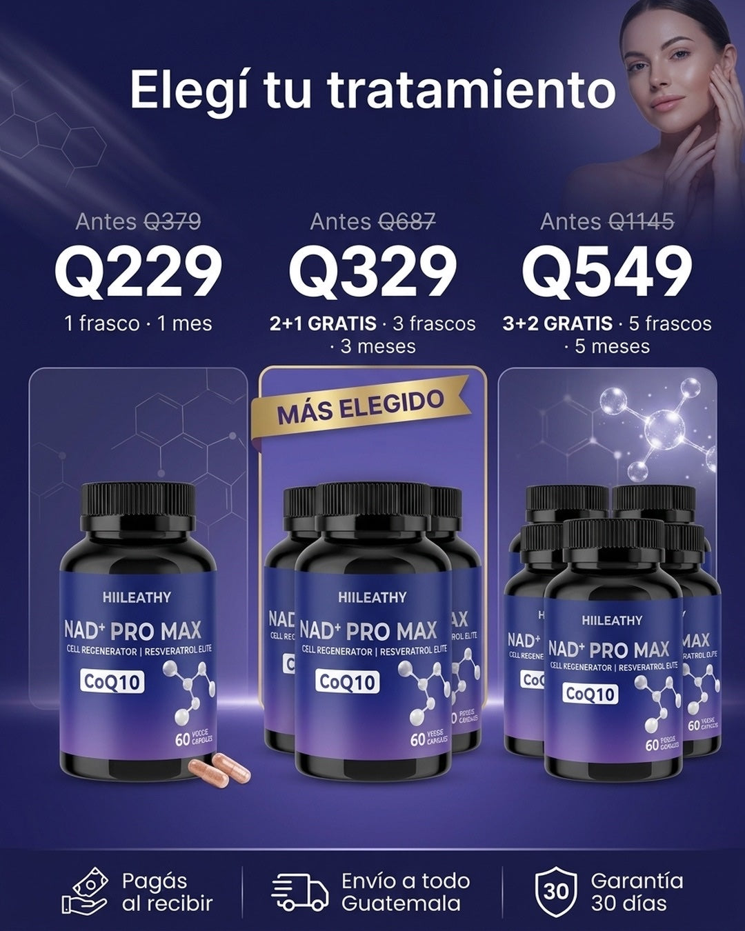 Oferta NAD+ PRO MAX · 1, 3 o 5 frascos · pago contra entrega