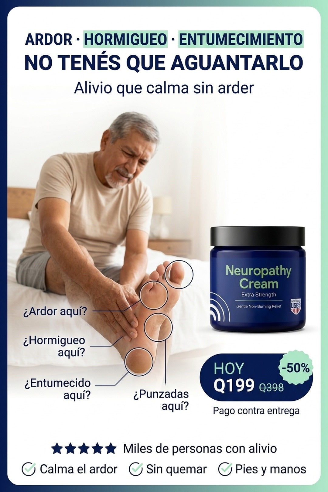 Neuropathy Cream · alivio para el ardor y el hormigueo en pies y manos