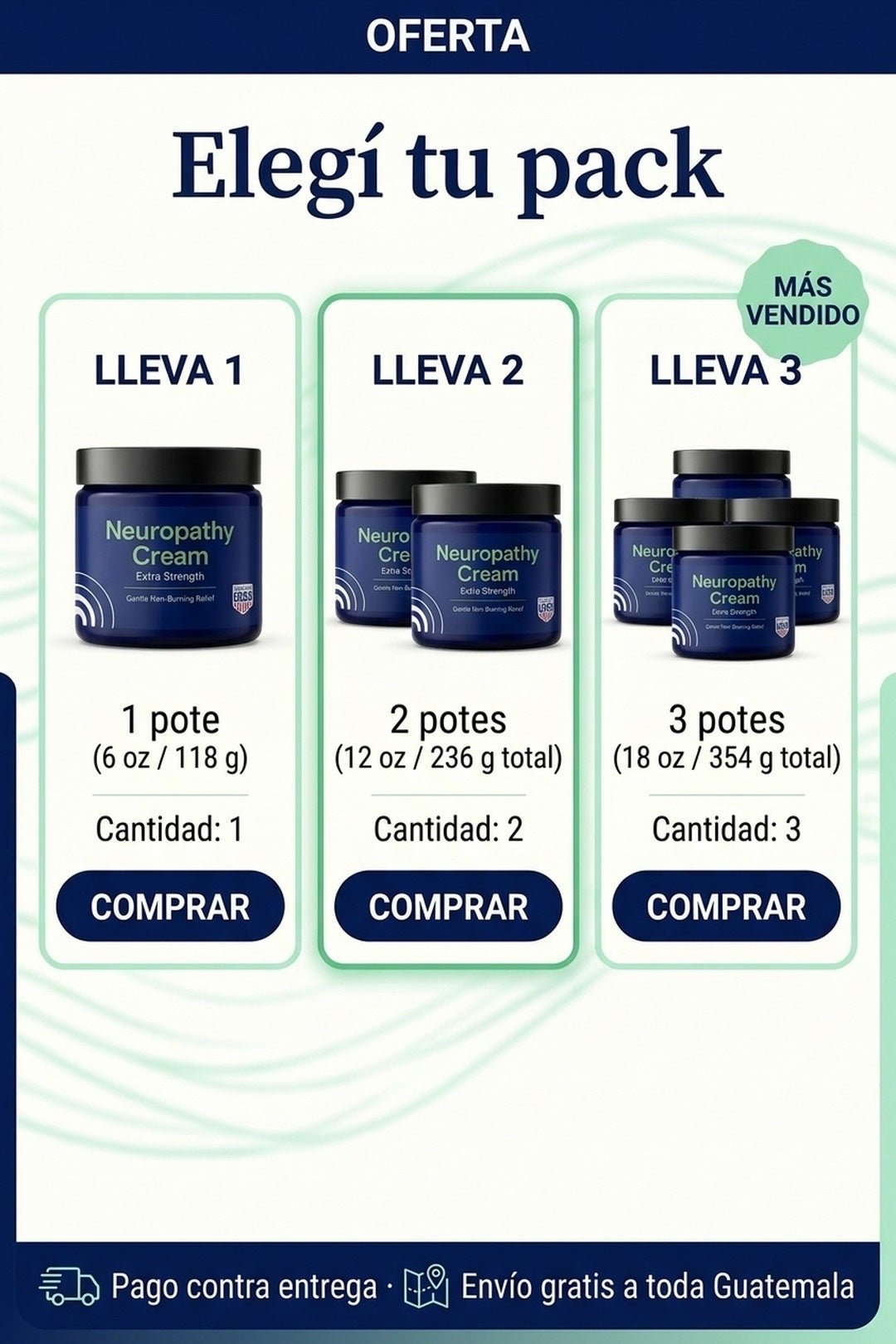 Oferta Neuropathy Cream · 1, 2 o 3 cremas, pago contra entrega